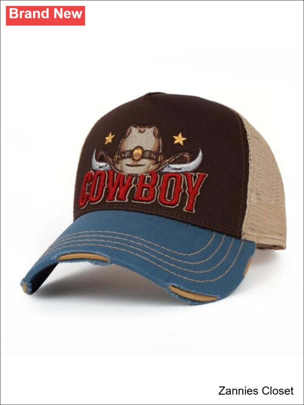 🤠 ililily California Bear Embroidered Baseball Cap Vintage Trucker Hat